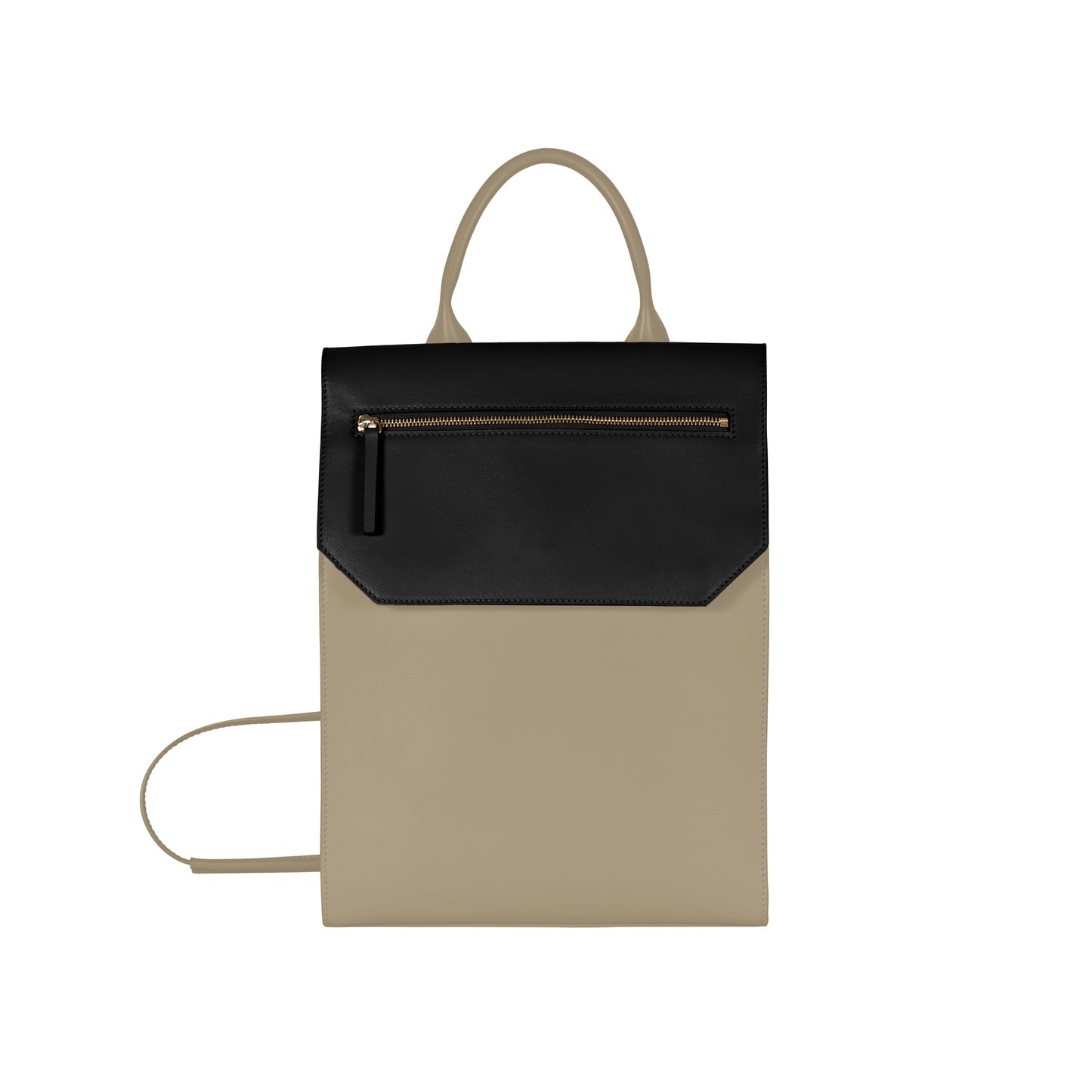 Lo Zaino Designer Luxury Backpack Black and Taupe Made in Italy Crossbody Top Handle Satchel. Sustaianle Luxury. Minimalist Style Bag