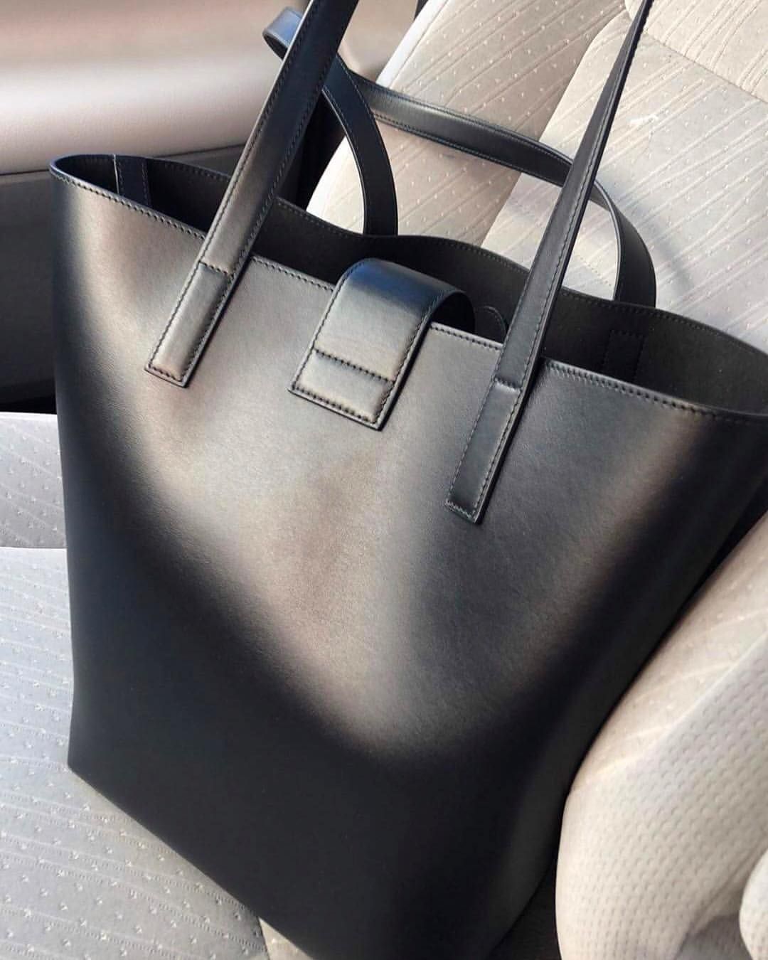 Black Work Bag, La Borsa Bucket Tote Bag by Chandra Keyser. Sustainable Luxury Brand