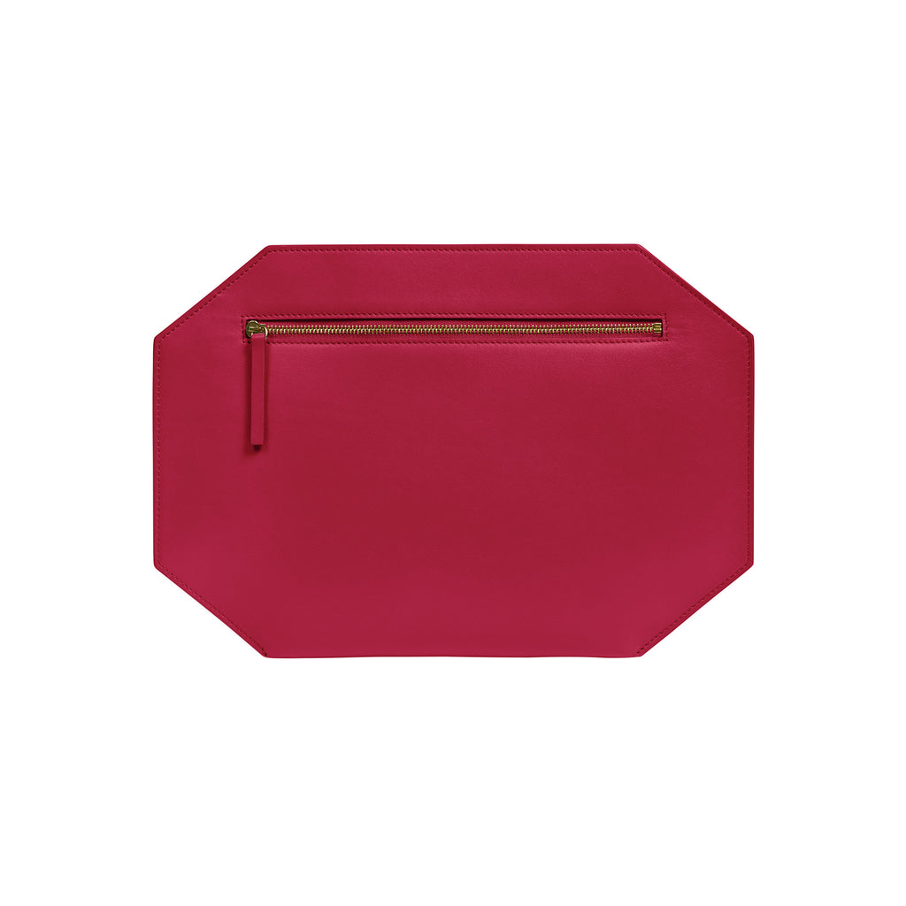 Chandra Keyser large bright pink polygon shape clutch purse