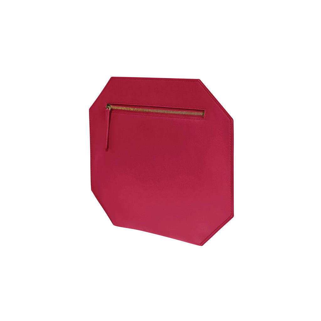 Chandra Keyser large bright pink polygon shape clutch purse side view