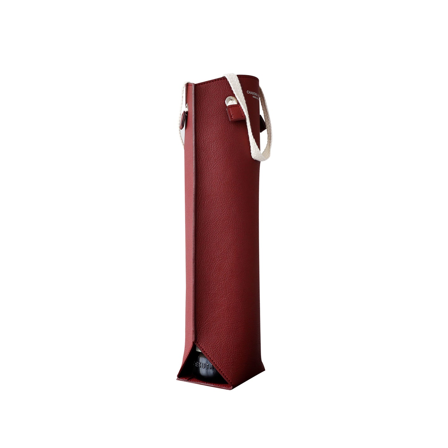 Sustainable Luxury Gift Wine Bag by CHANDRA KEYSER La Borsa Da Vino Vegan AppleSkin Wine Tote Side View